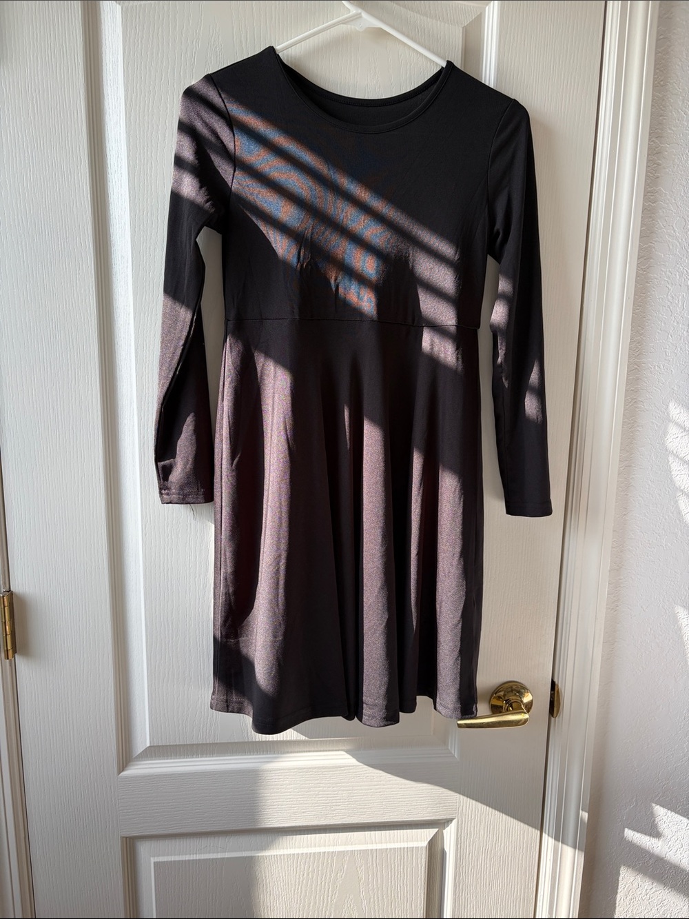Girls' Black Long-Sleeve Casual Fit & Flare Dress